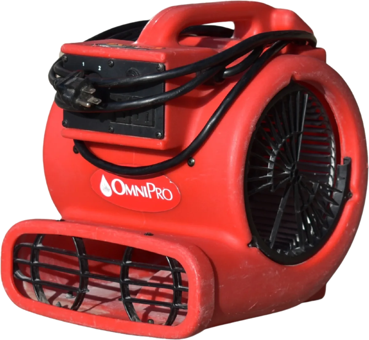 A red compact air mover